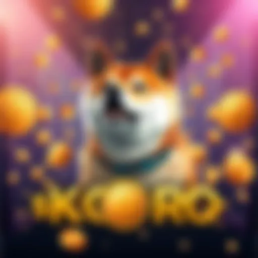 A Shiba Inu surrounded by crypto symbols, representing the $KORO memecoin and its tribute to the legendary matriarch.