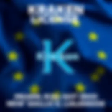 Kraken's logo with a European flag background, symbolizing the exchange's new license under Europe's regulations.