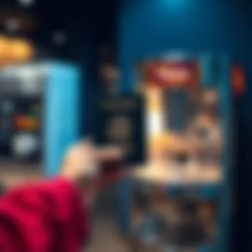A person holding a passport while standing in front of a coffee machine that appears to be processing transactions, emphasizing the importance of verification in digital transactions.