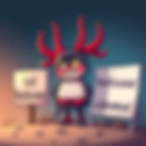 A cartoonish character representing Labubus, with colorful features and a playful expression, symbolizing the new focus in cryptocurrency discussions. The character stands beside a fading 'Buttcoins' sign.