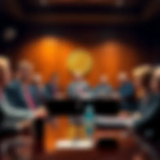 A group of US lawmakers in a meeting, expressing concerns about the GENIUS bill and its implications for financial freedom.