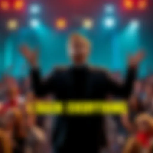 A confident leader stands in front of a crowd, passionately declaring their independence and ability to support everything, with hands gesturing emphatically.