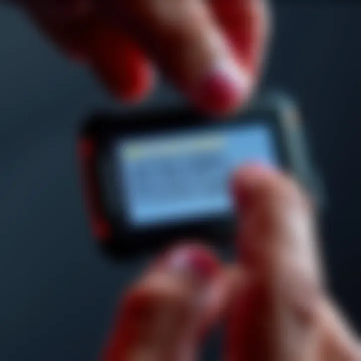 A close-up of a Ledger cryptocurrency device showing a warning about firmware update risks, with a concerned hand reaching for the device.