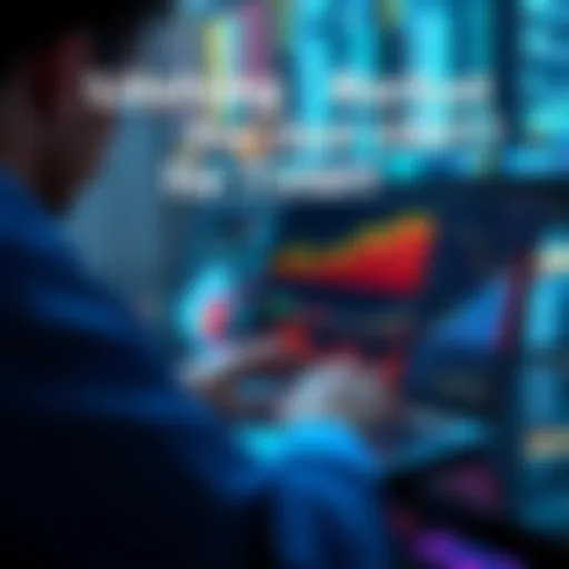 A person checking market data on a laptop, with graphs and charts on the screen, symbolizing access to weekly market insights for a lifetime at a low price.
