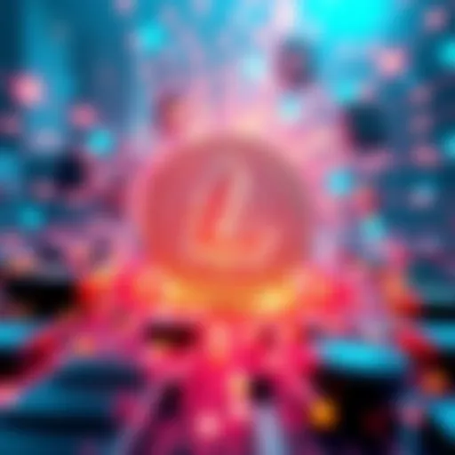 An illustration of Litecoin's Layer 2 technology with digital graphics representing connectivity and speed