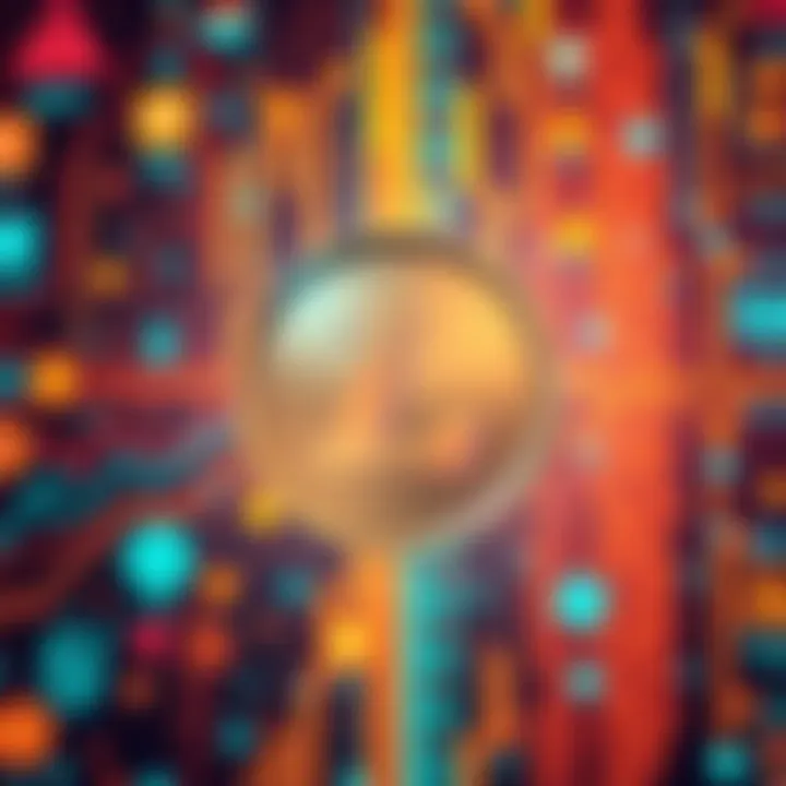 A graphic representation of the Litecoin symbol on a digital background filled with cryptocurrency-related icons and graphs.