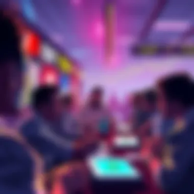 Graphic showing people discussing Litecoin trading strategies and market analysis on user boards.
