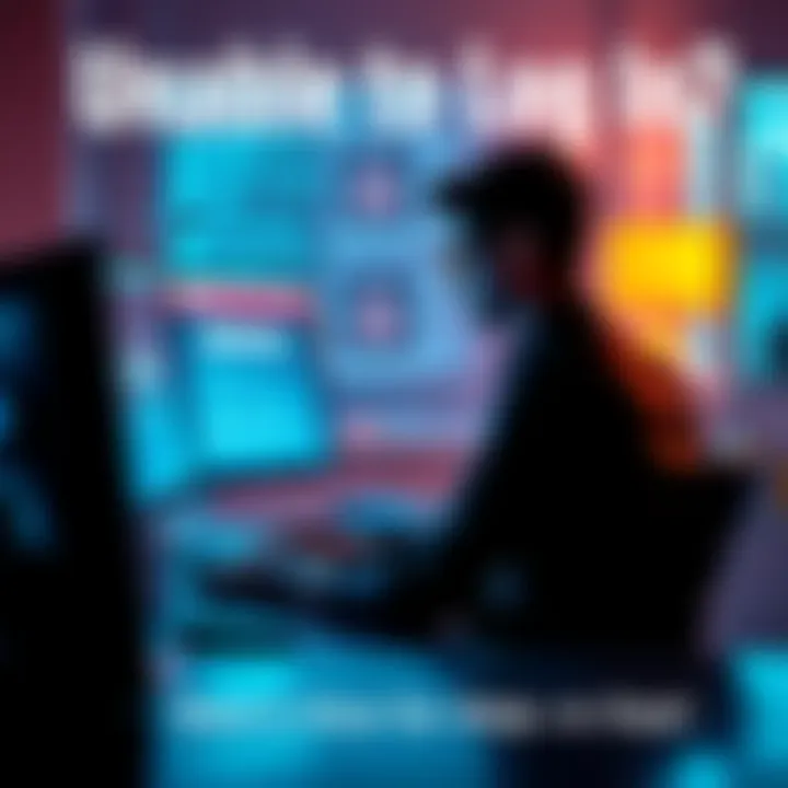 A person sitting at a computer looking frustrated while trying to log in, with a refresh page visible on the screen