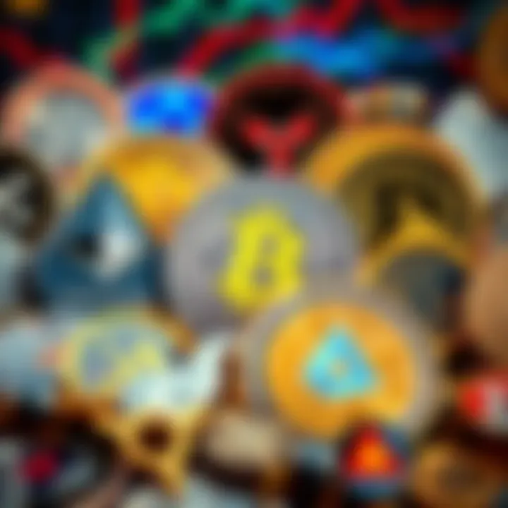 A diverse selection of cryptocurrency tokens including Ethereum, Chainlink, and XRP, symbolizing long-term investment strategies.