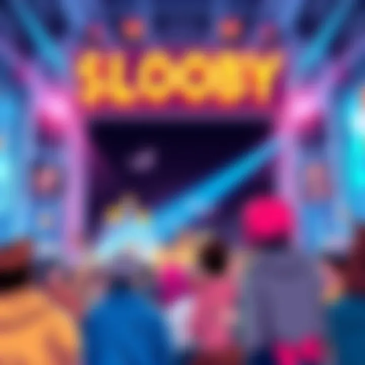 A lively livestream event showcasing $LOOBY NFTs and comic book art by Stephen Bliss, featuring colorful visuals and a charitable theme.