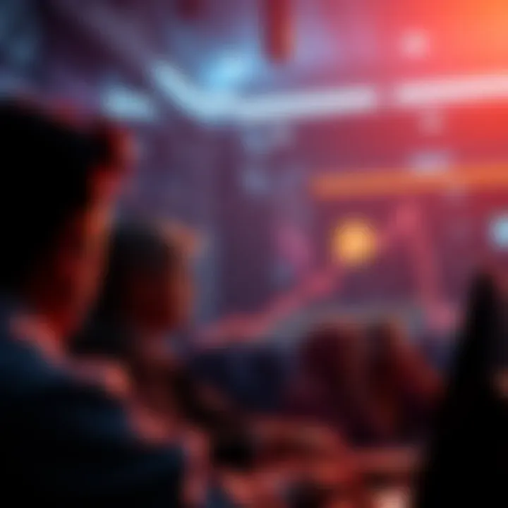 Low Interest in Bitcoin A graph showing a decline in Bitcoin interest, with people looking at their screens with uncertainty.