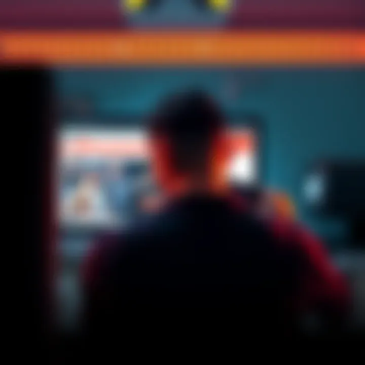 A man looks distressed while staring at his computer screen, showing a fake exchange site where he lost money.