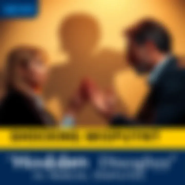 A couple arguing over finances, with a shadow representing hidden assets looming in the background.