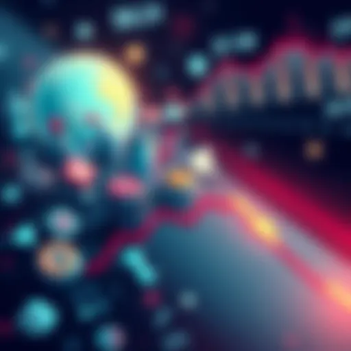 A blend of symbols representing AI, real-world assets, and memes influencing market trends, with a downward trend line indicating traditional fundamentals being overshadowed.