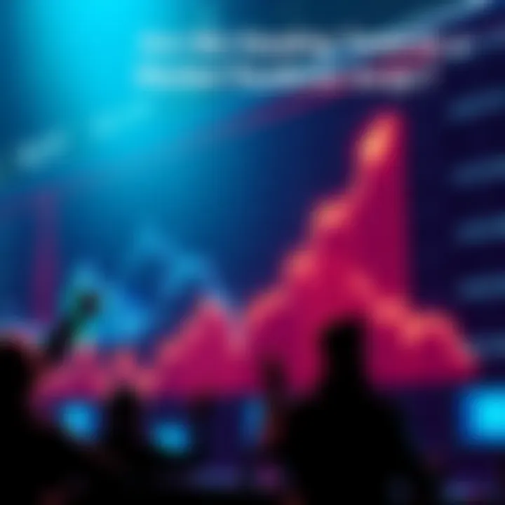 Graph showing a sharp upward trend in stock prices with excited investors in the background