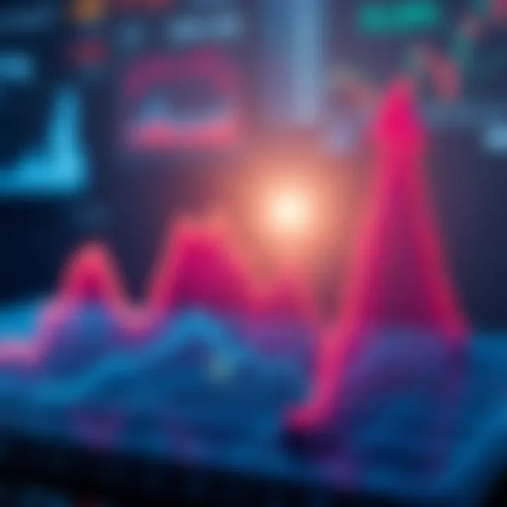 A graph showing a downward trend followed by a sharp upward spike, representing market behavior.