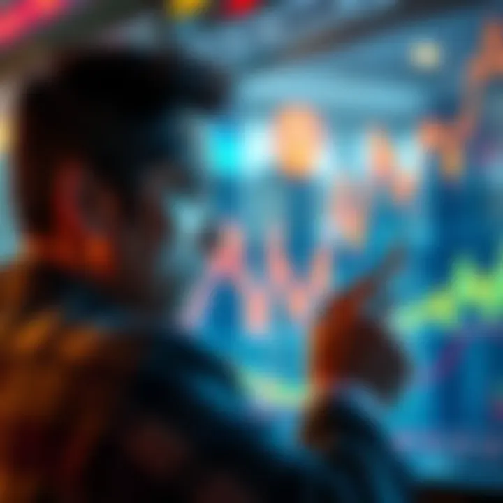 A person looking at a financial graph showing a dip after a financial boost, with concerned expression