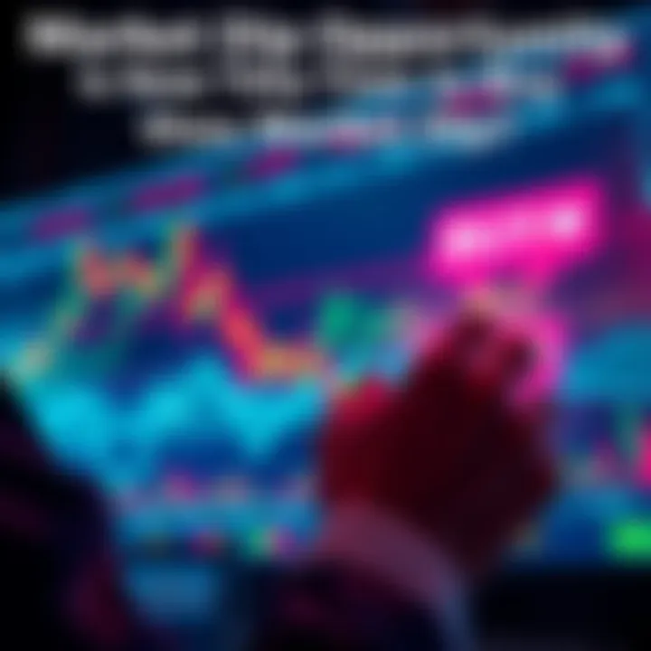 A person analyzing stock charts with downward trends and buying signs, considering whether to invest in the market dip