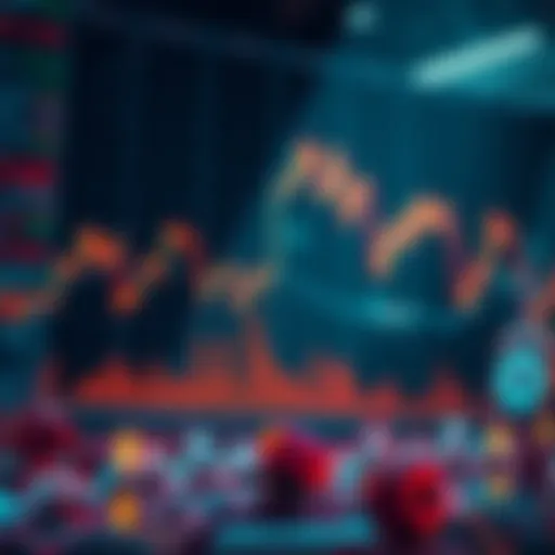 A financial graph showing a sharp decline in prices with worried traders analyzing the data