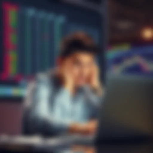 A person looking anxious and concerned while reviewing stock market charts on a laptop, symbolizing the emotional impact of market drops