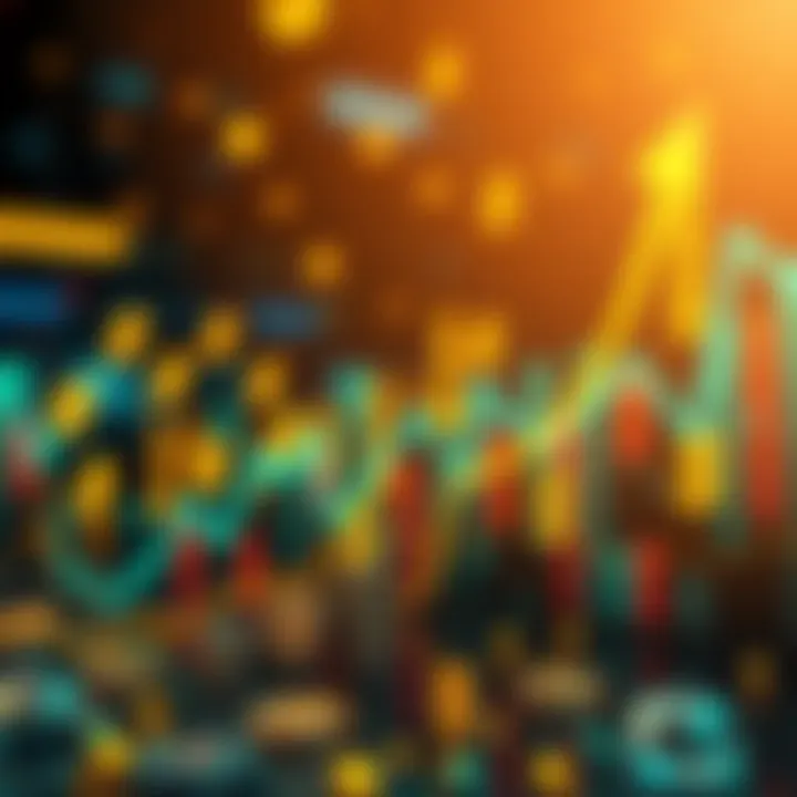 An upward trending graph showing market growth with dollar signs and investment icons in the background.