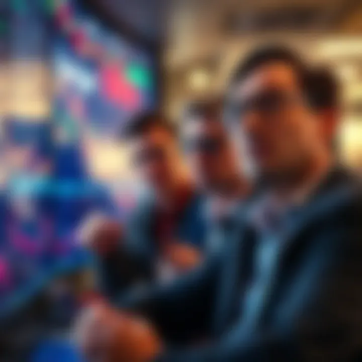 Investors looking worried as coin values drop suddenly on a trading screen