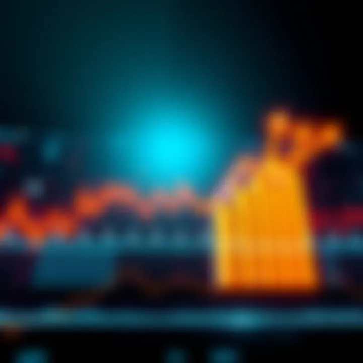 A graph showing a sharp upward trend in market performance with arrows indicating rapid capital movement.