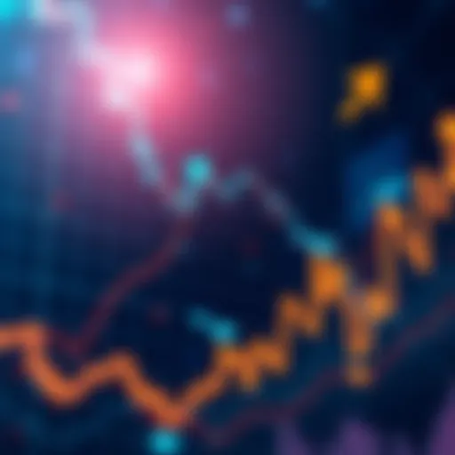 A graph showing the rise and fall of stock prices with arrows indicating trends, symbolizing market dynamics.
