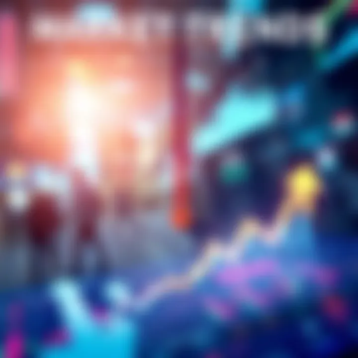 A divided market showing both upward and downward trends with arrows indicating fluctuations.