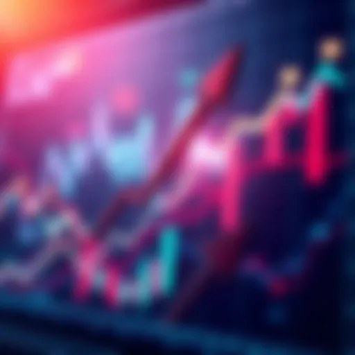 Graph showing positive market trends with upward arrows and investor interest