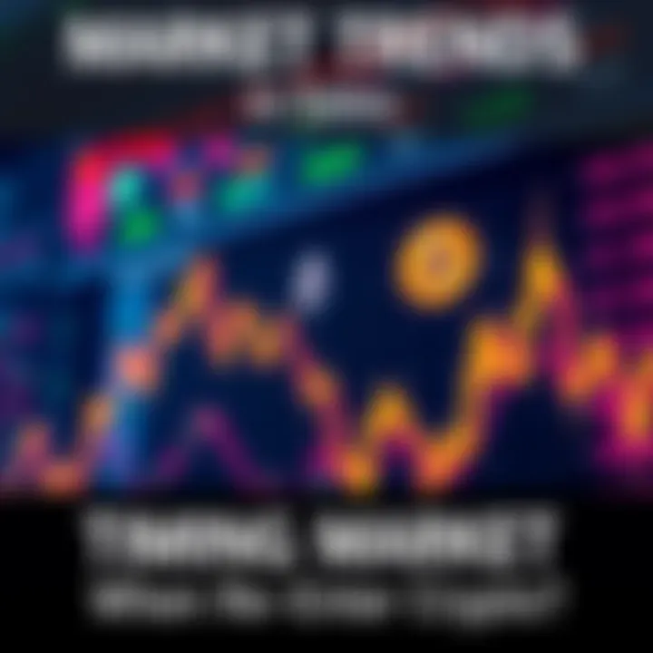 Market Trends in Crypto A graph showing rising and falling trends of Bitcoin and Ethereum prices, with stock market indicators in the background.