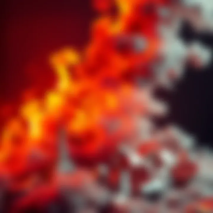 A visual representation of 410 trillion SHIB tokens being burned, with flames and smoke rising, symbolizing reduced supply and potential price impact.
