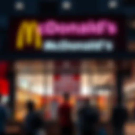 A McDonald's restaurant with a Help Wanted sign in the window, showing a vibrant atmosphere and people applying for jobs, symbolizing future job openings in 2025.