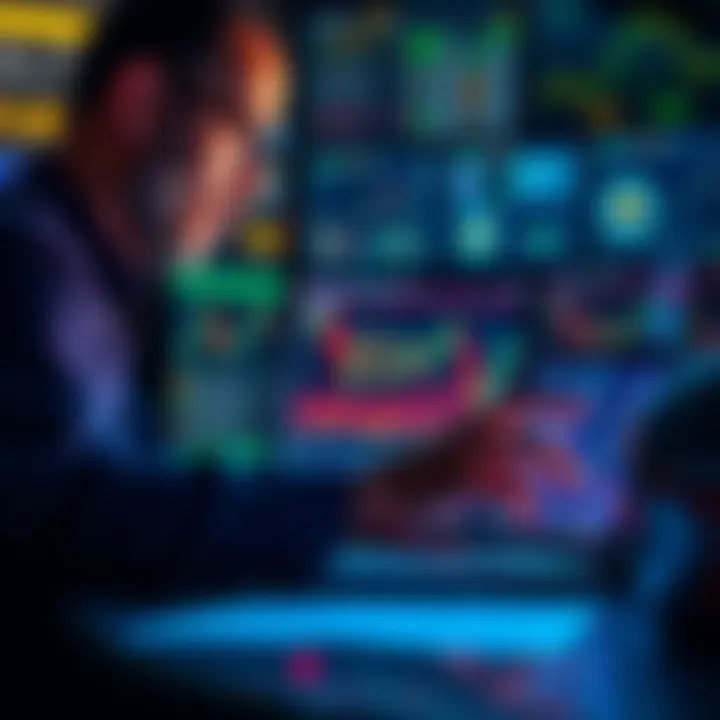 A person analyzing charts and graphs related to meme coins trading on a laptop, looking focused and engaged.