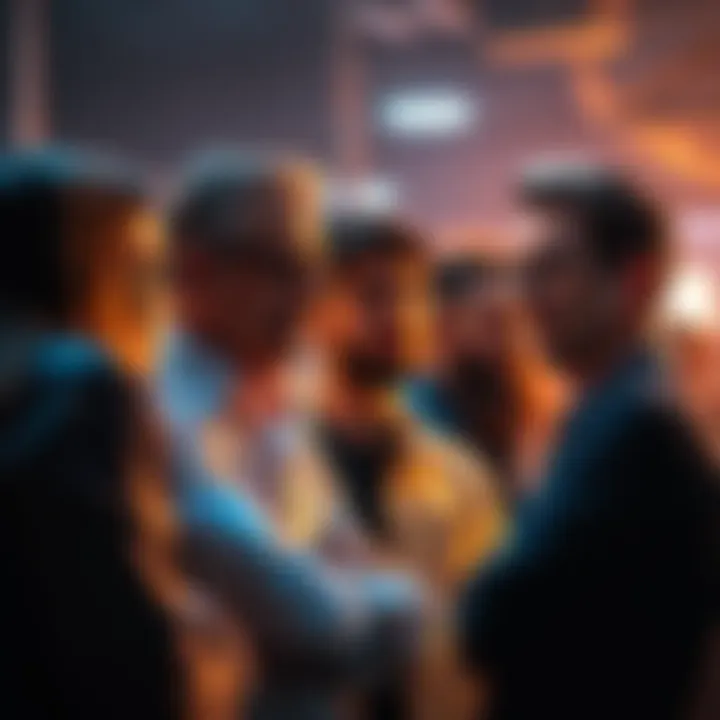 Group of people engaged in conversation about memecoins and investments, looking concerned and thoughtful