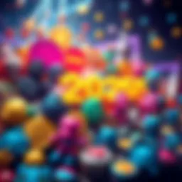 A colorful depiction of various memecoins featuring popular internet characters and symbols, showcasing their growth in the cryptocurrency market.