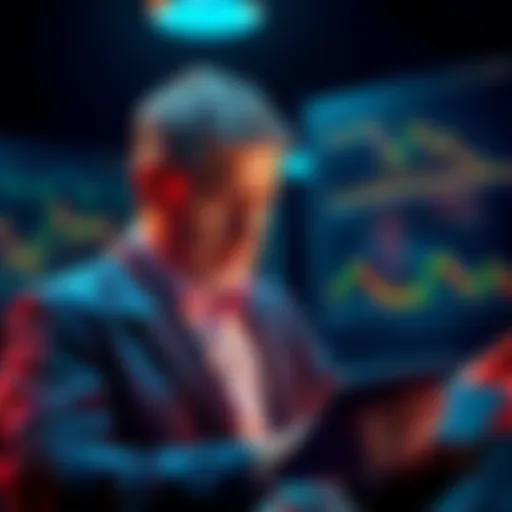 A worried Michael Saylor looking at financial charts showing a decline