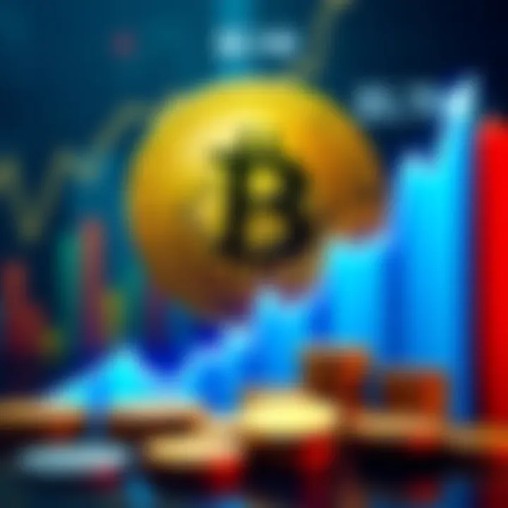Graph showing MicroStrategy's profits rising alongside Bitcoin prices with a Bitcoin symbol in the background