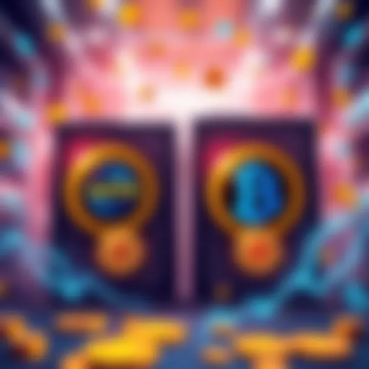 Two Avalon Q mining units with Bitcoin Cash and Bitcoin logos, surrounded by currency symbols and graphics