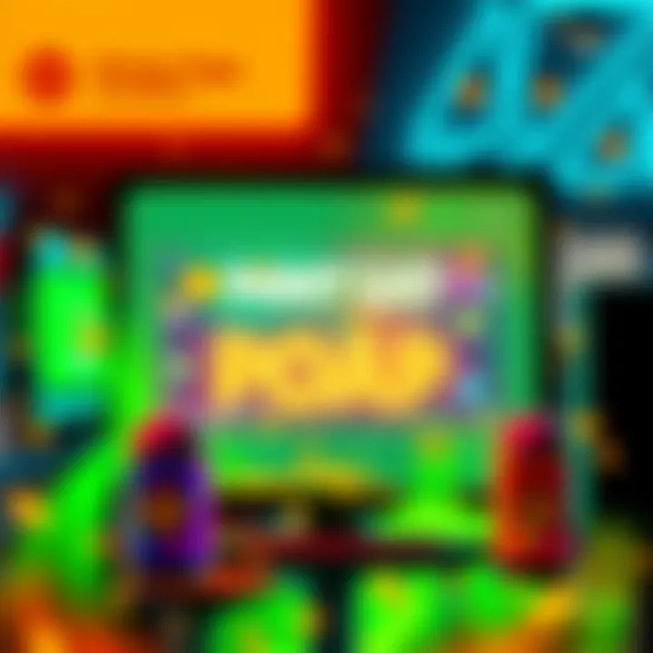 A digital screen showcasing the process of minting a POAP, with vibrant graphics and rewards