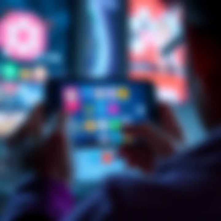A smartphone screen showing missing game app icons, with a worried gamer looking at it.