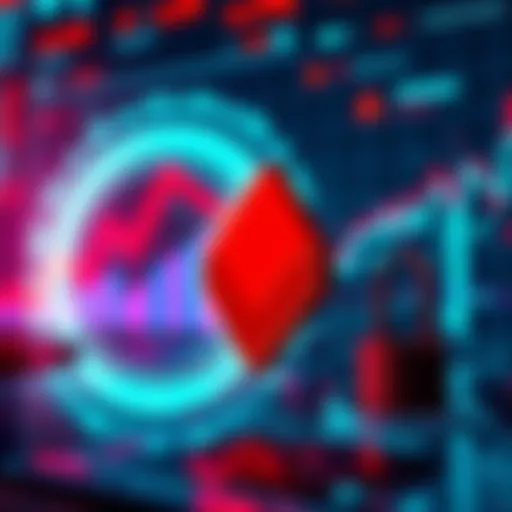 Monero logo with a digital security theme, showing charts and graphs representing stability and security concerns