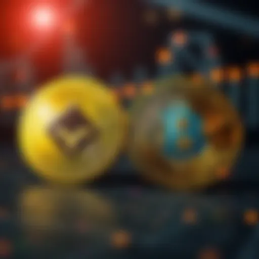 Monero and Bitcoin logos side by side, representing the clash between traditional and privacy-focused cryptocurrencies.