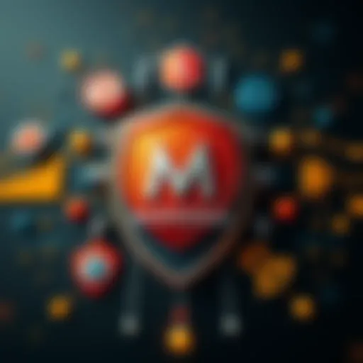 Monero logo surrounded by symbols like a dollar sign and a shield, representing financial freedom and protection