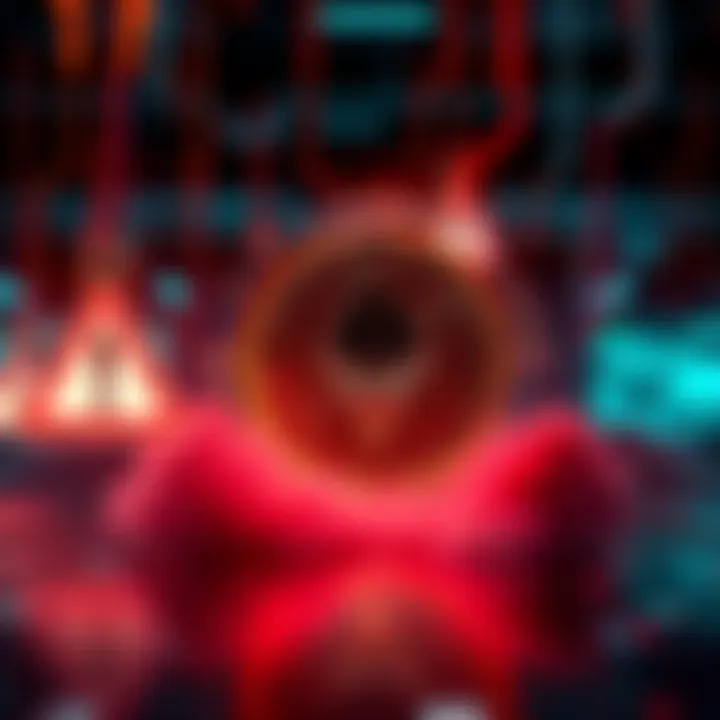 Graphic showing Monero logo with warning signs and digital threats representing a 51% attack