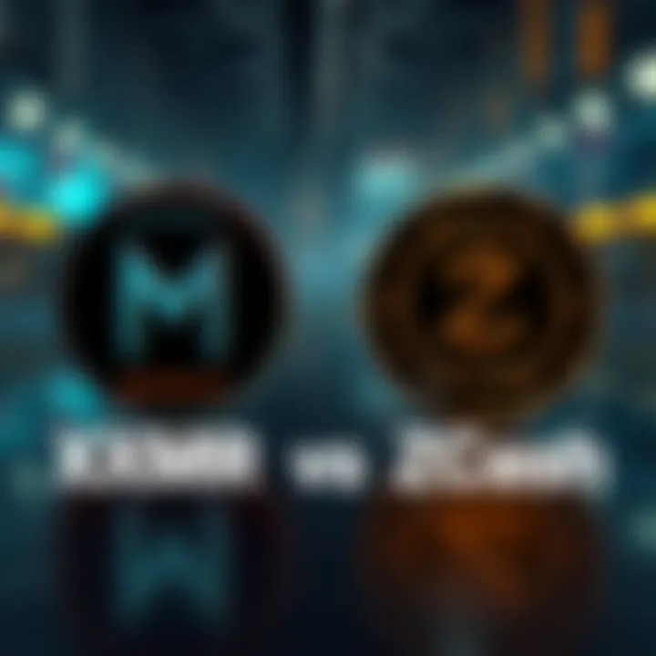 Logos of Monero and ZCash representing their privacy features in a comparison setting
