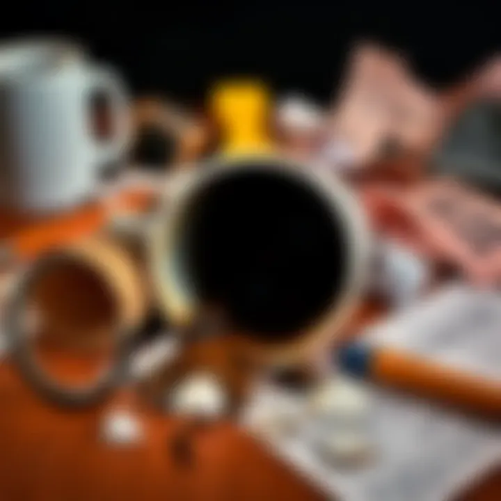 A collage of everyday trivial topics like a spilled coffee cup, a broken pencil, and a forgotten grocery list, representing the lighter side of news.