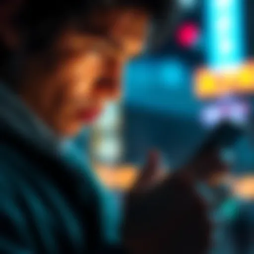 A person looking at their smartphone with a puzzled expression, showing a notification of a strange message.