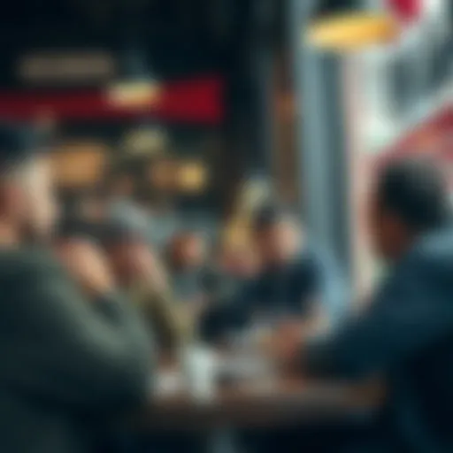 Group of New York residents expressing frustration about Gemini and Coinbase account problems in a local cafe
