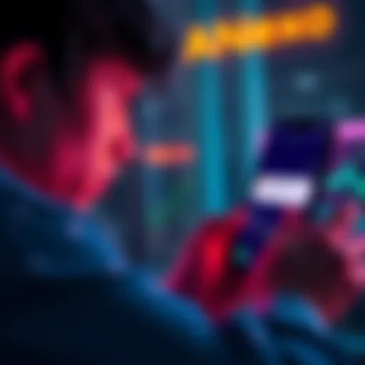 A person looking worried while checking a financial app with a warning about BTC withdrawal fees on the screen